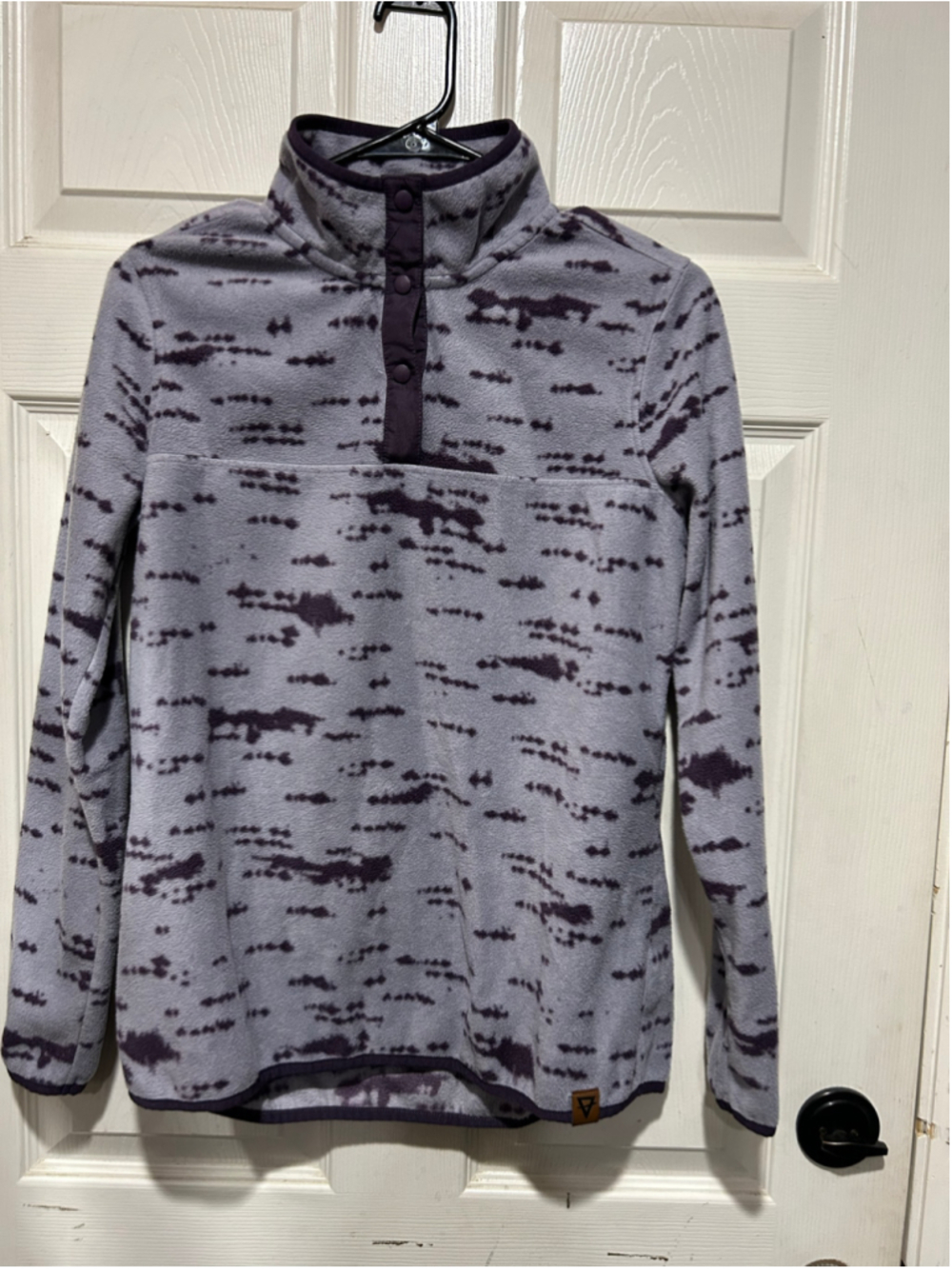 Women's LIV Fleece Pullover Sweatshirt Size S Grey Purple Snap Neck - Picture 3 of 7